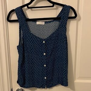 OAK + FORT Navy Polka Dot Sleeveless Blouse